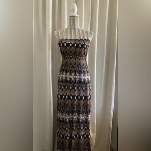 Joie maxi black brown pattern tube dress strapless dress